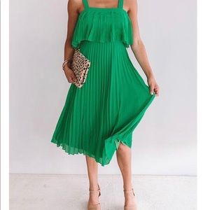Pleated Midi In Emerald Dress